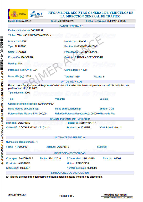 Pedir Informe Matr Cula Tr Fico Dgt Primer Avance